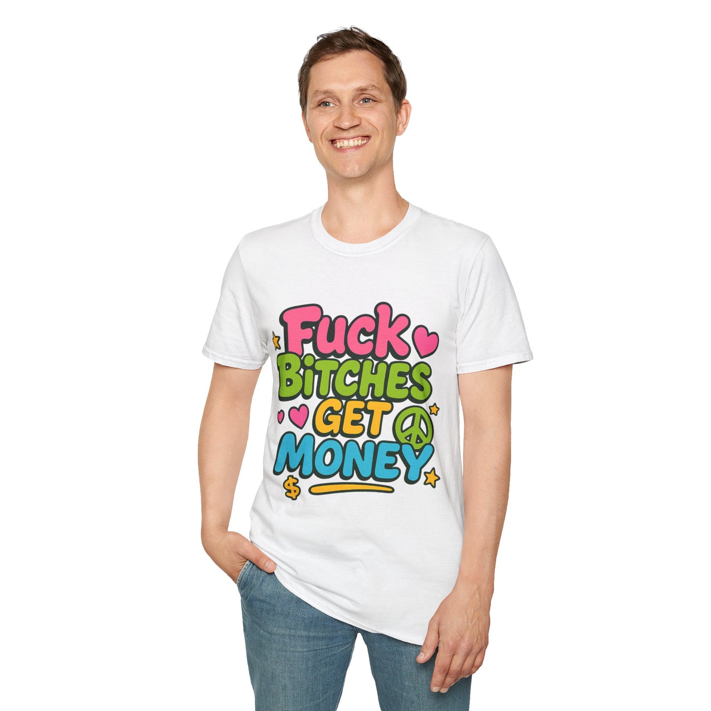 Fuck Bitches Get Money Shirt Funny Bold Graphic Tee Gift for Hustlers Savage Statement T-Shirt for Rebels Trolls Unfiltered Meme Culture Fans