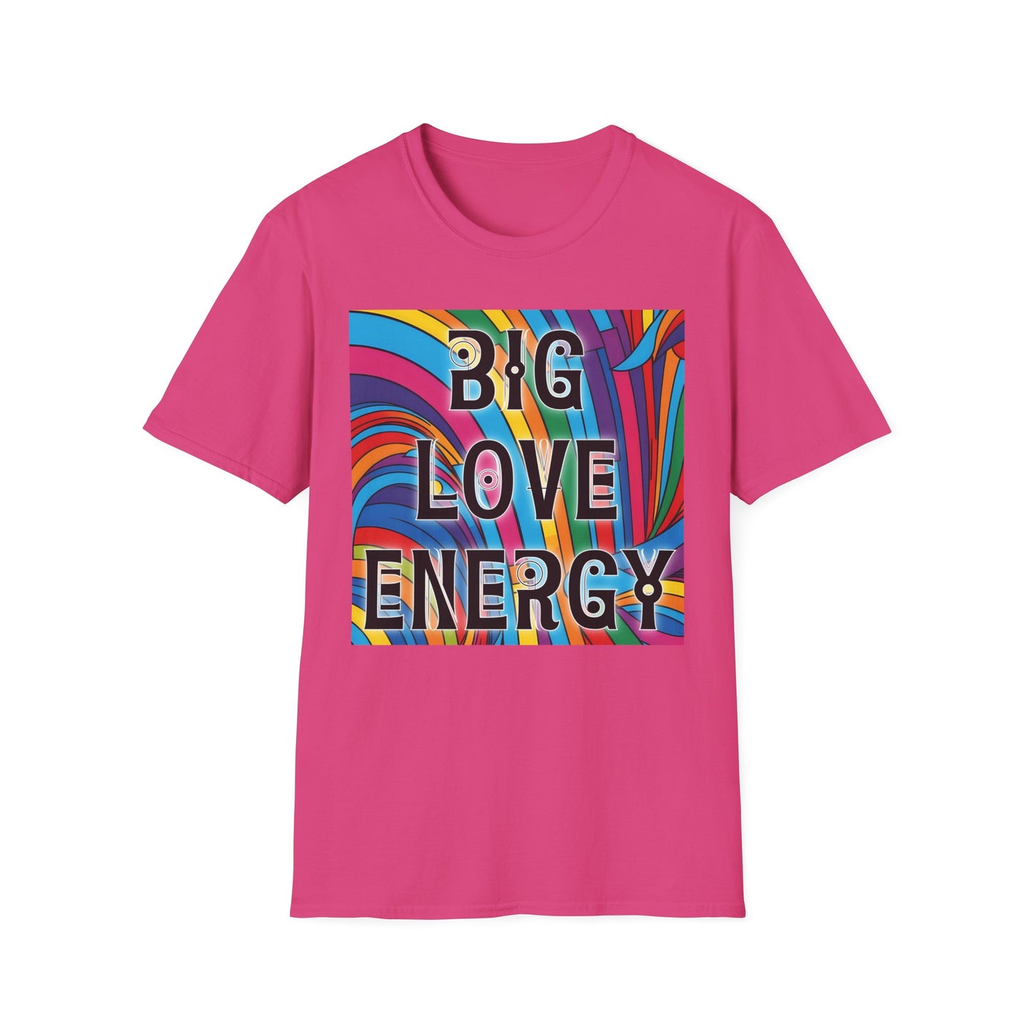 Big Love Energy Shirt – Colorful Retro Pride Rainbow Tee with Bold Positive Message – Gift for Optimists, LGBTQ Friends, and Love-First People