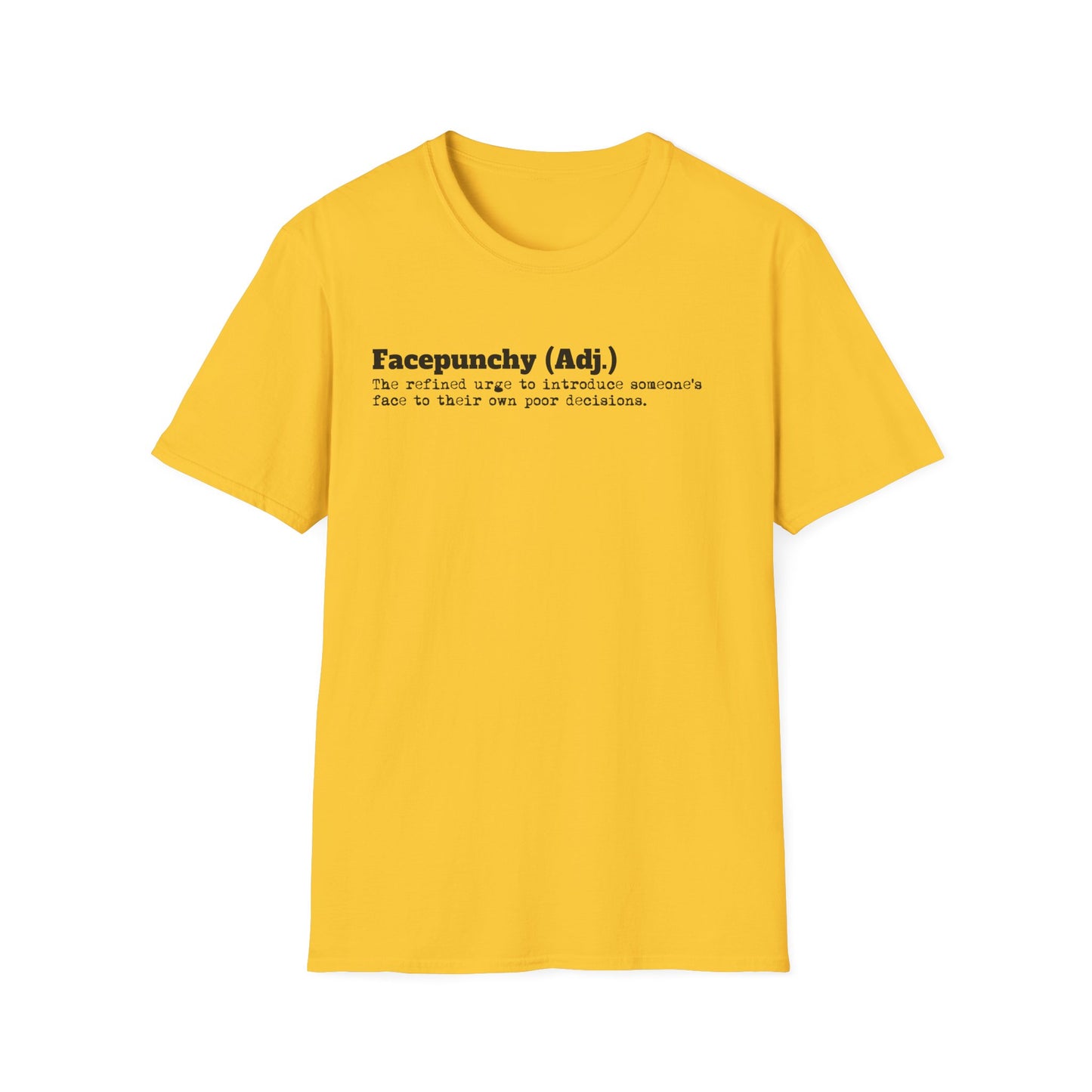 Facepunchy Definition T-Shirt Sarcastic Text Tee Funny Dictionary Shirt for Snarky People Gift for Coworkers with Attitude Passive Aggressive Humor