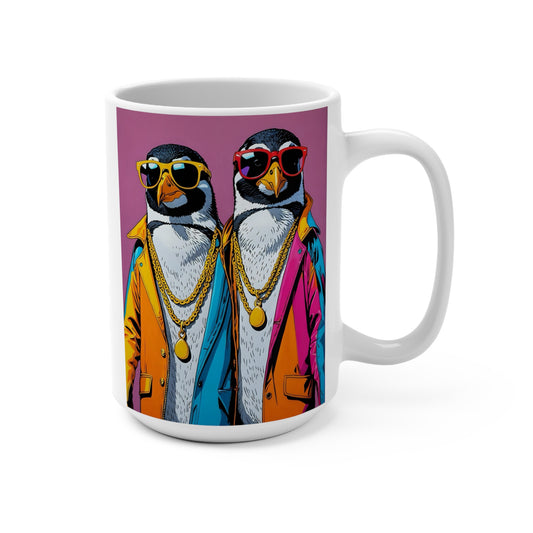Cool Penguin Mug Hip Hop Animal Artwork Ceramic Coffee Cup Gift for Funny Friends