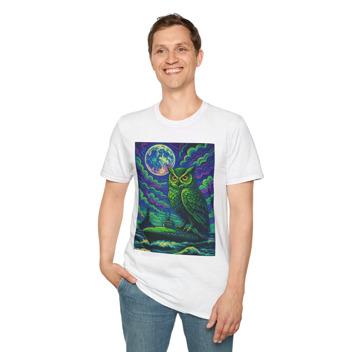 Psychedelic Owl T-Shirt – Trippy Moonlight Animal Tee – Gift for Night Owls, Nature Lovers, Surreal Art Fans & Creatures of the Cosmic Forest