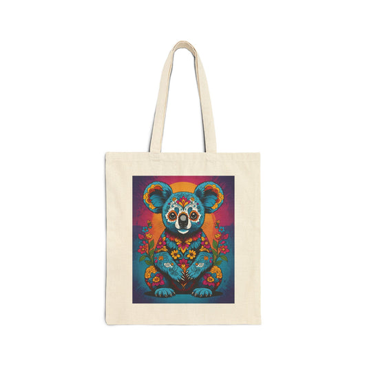 Psychedelic Koala Tote Bag With Colorful Trippy Art Design Bold Animal Print Carryall Bag Unique Gift For Nature Lovers