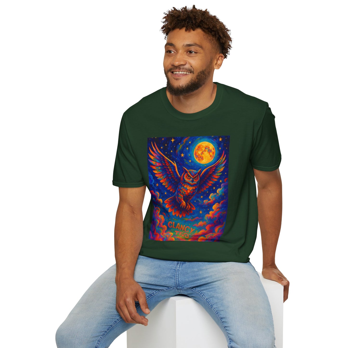 Psychedelic Owl T-Shirt Trippy Full Moon Graphic Tee | Surreal Bird Aesthetic Shirt | Gift for Dreamers and Night Owls | Bold Fantasy Art Top