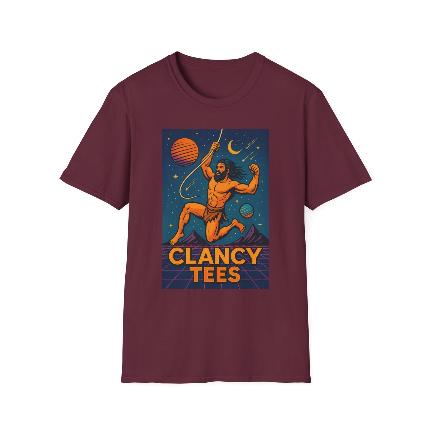 Retro Space Graphic Unisex Softstyle T-Shirt, Fun Casual Wear, Gift for Space Lovers, Cute Vintage Tee, Everyday Comfort Shirt
