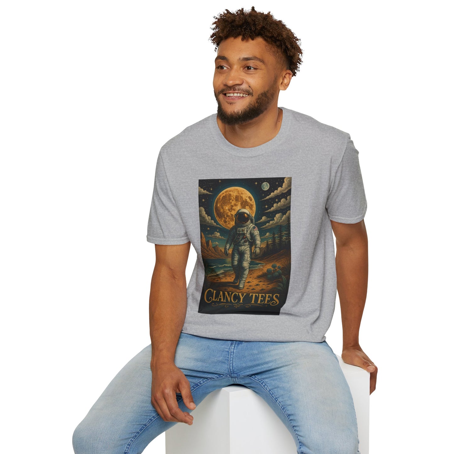 Astronaut Adventure Unisex Softstyle T-Shirt | Cosmic Space Shirt, Graphic Tee for Space Lovers, Gift for Nerds, Casual Wear