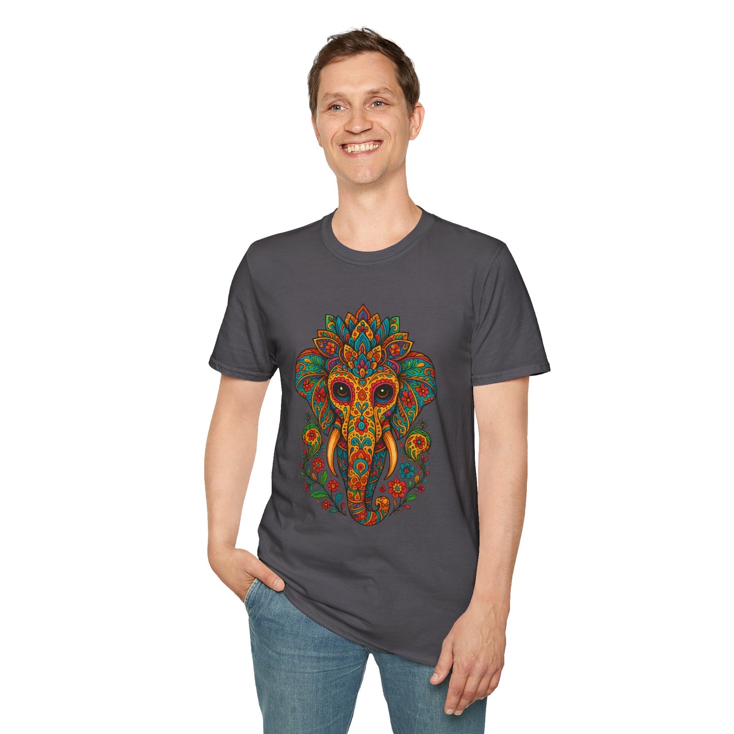 Boho Elephant Shirt Psychedelic Floral Head Art Tee Gift for Spiritual Seekers Animal Lovers and Mindful Hippies with a Love for Earthy Trippy Vibes