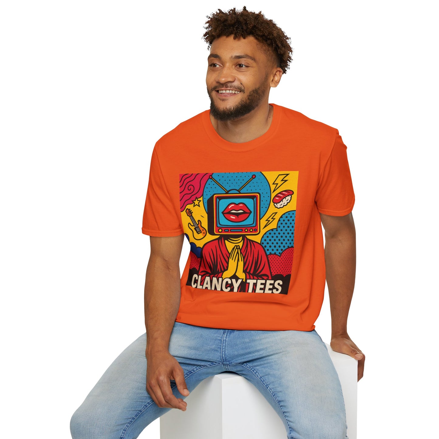 Pop Art TV Head T Shirt for Creatives Graphic Tee for Artists Gift for Surreal Art Lovers Unisex Visual Commentary Shirt
