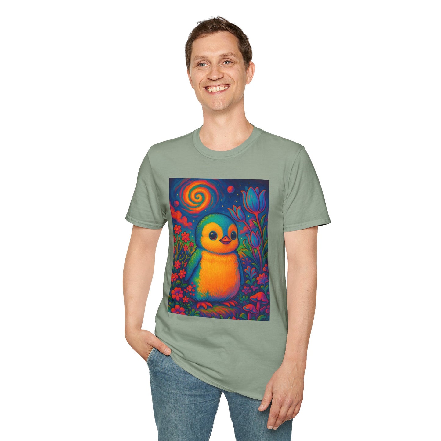 Psychedelic Baby Penguin T-Shirt – Trippy Cute Animal Tee – Gift for Penguin Lovers – Groovy Nature Shirt for Weirdos, Hippies, and Art Freaks