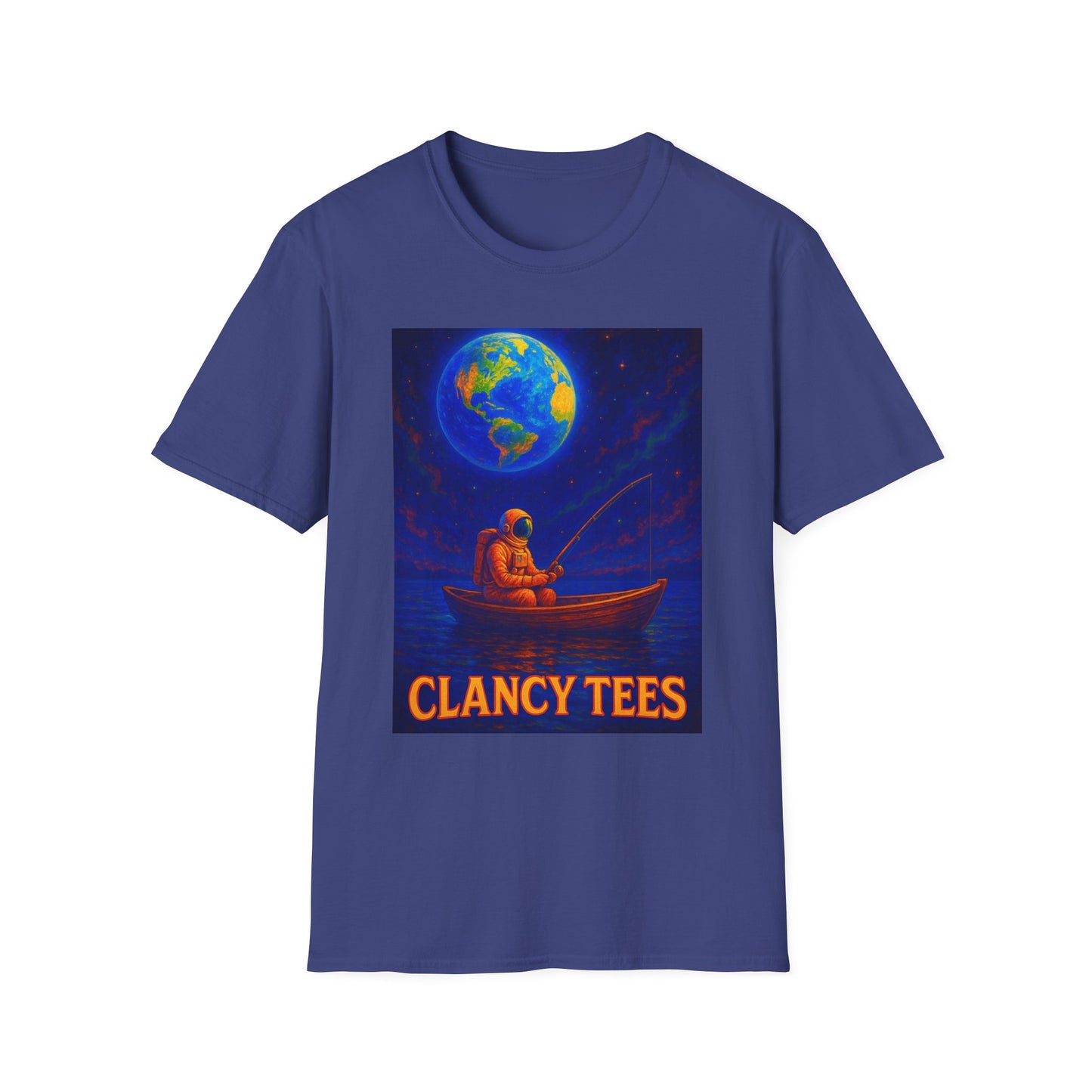 Space Fisherman Graphic T-Shirt, Chill Vibes Tee, Eco-Friendly Gift, Outdoor Enthusiast Apparel, Perfect for Holidays & Summer