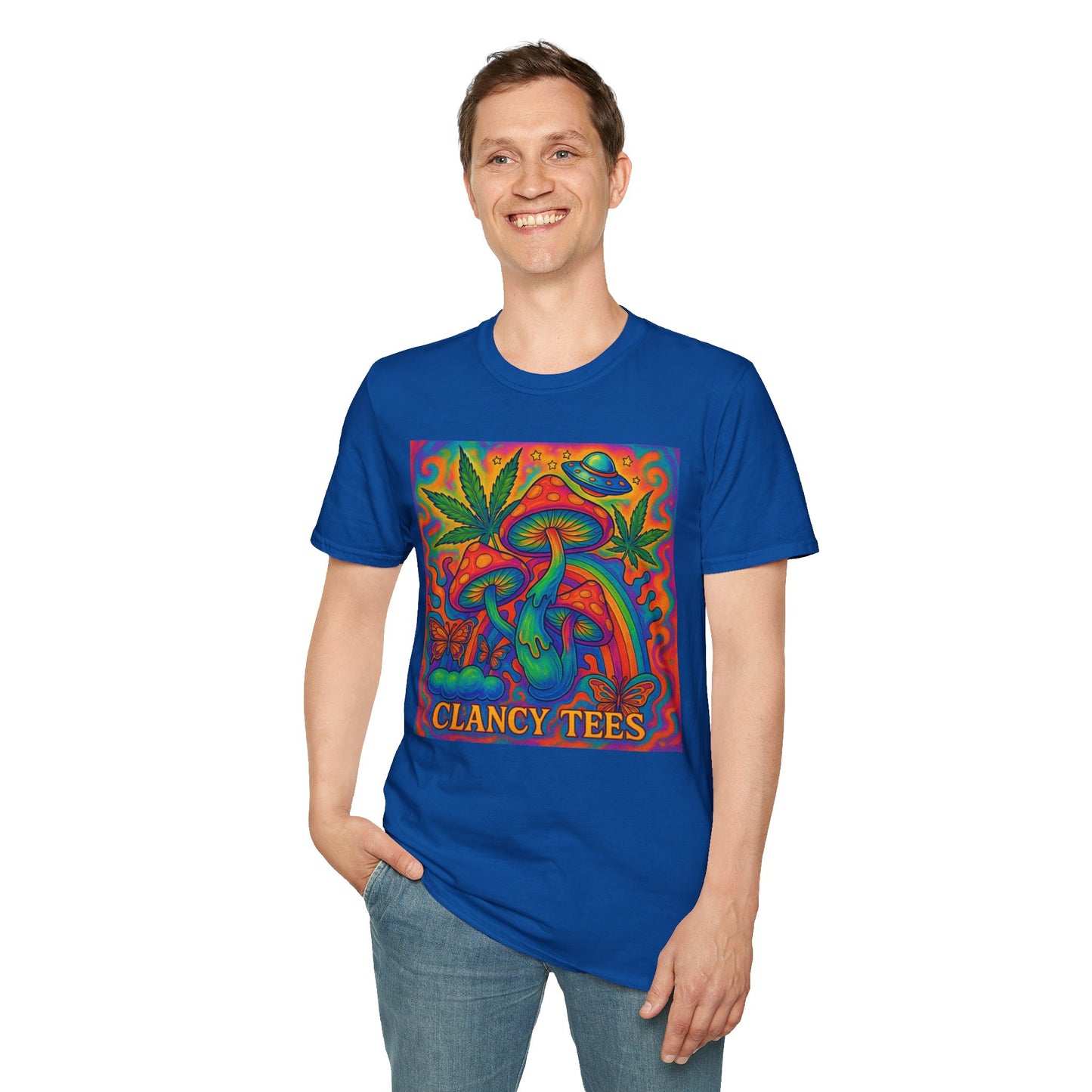 Colorful Psychedelic T-Shirt, Fun Graphic Tee for Music Festivals, Unique Gift for Friends, Retro Style Shirt, Unisex Softstyle Tee