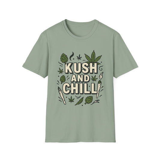 Kush and Chill Funny Weed Shirt – Stoner Relaxation Tee – Gift for Potheads, Chill Smokers, Cannabis Lovers, and 420 Enthusiasts