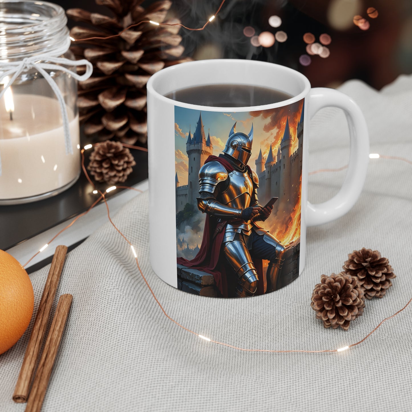 Medieval Knight Coffee Mug Clancy Tees Fantasy Warrior Ceramic Mug Castle Siege Gift For Gamers