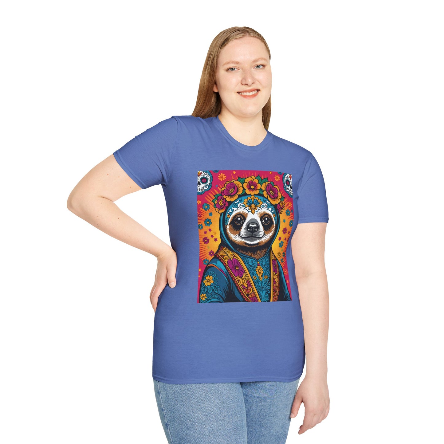 Boho Sloth T Shirt Trippy Animal Graphic Tee Colorful Festival Top Gift for Sloth Lovers