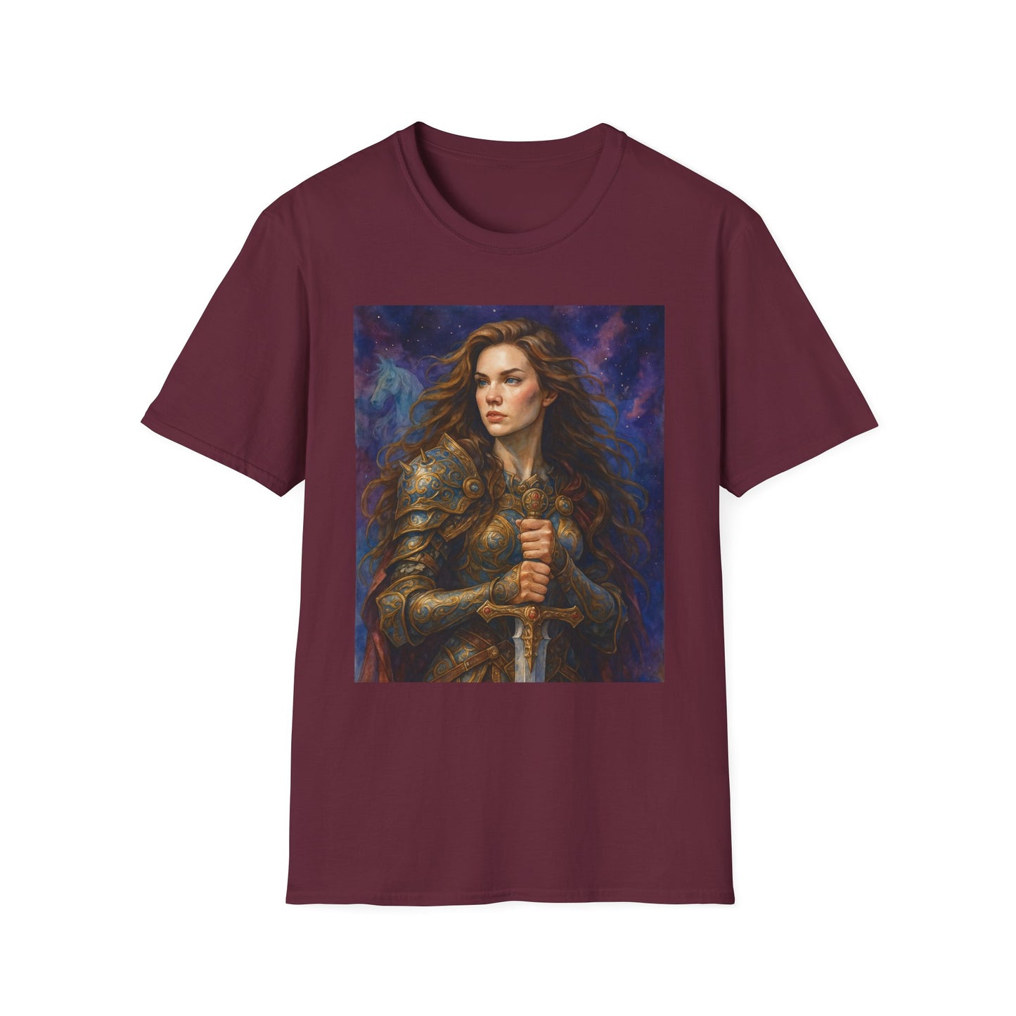 Warrior Woman T Shirt Fantasy Knight Art Medieval Armor Female Hero Tee Gift for Fantasy Lovers Sword Wielder Shirt Bold Aesthetic Battlecore Clothing