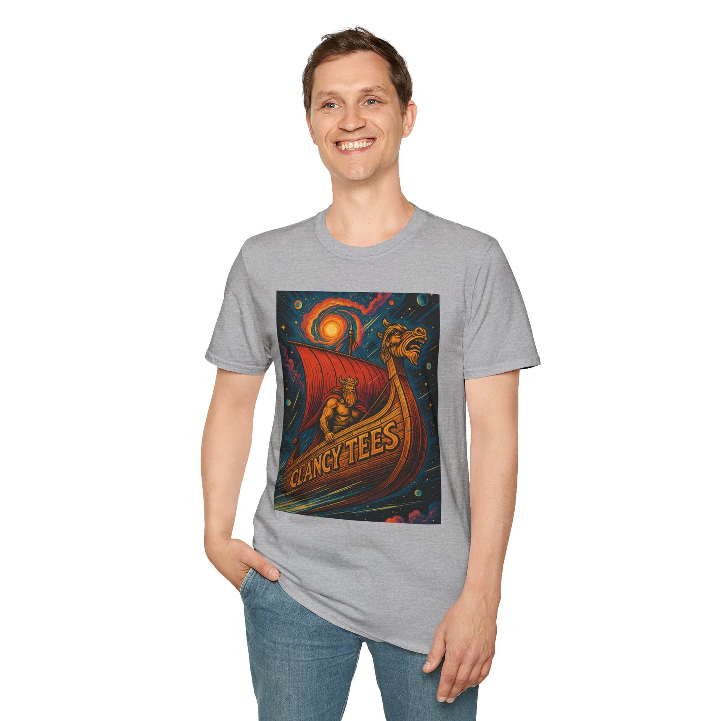 Viking Dragon Ship Shirt Norse Aesthetic Tee Mythology Graphic Gift for Fantasy Fans