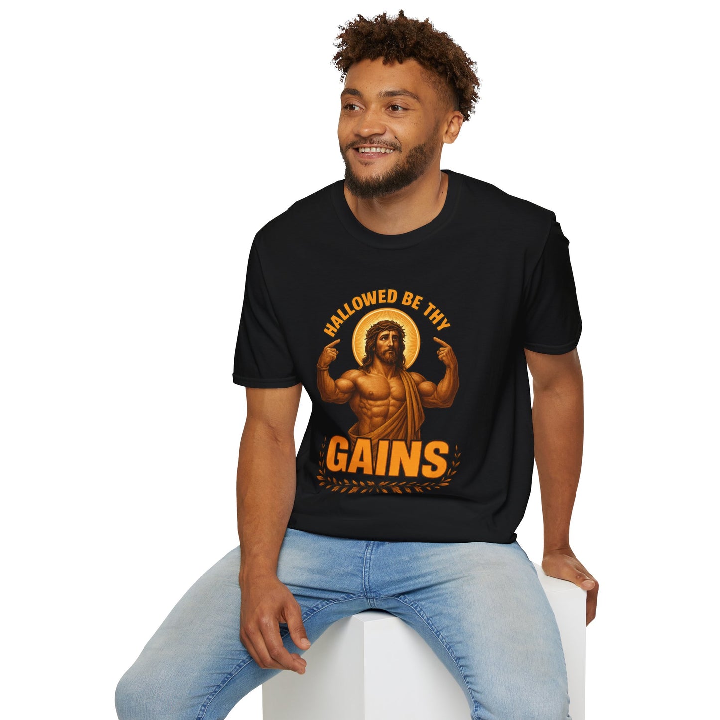 Jesus Gains Unisex T-Shirt, Funny Fitness Tee, Motivational Gym Shirt, Workout Apparel, Religious Gift, Christian Humor Clothing