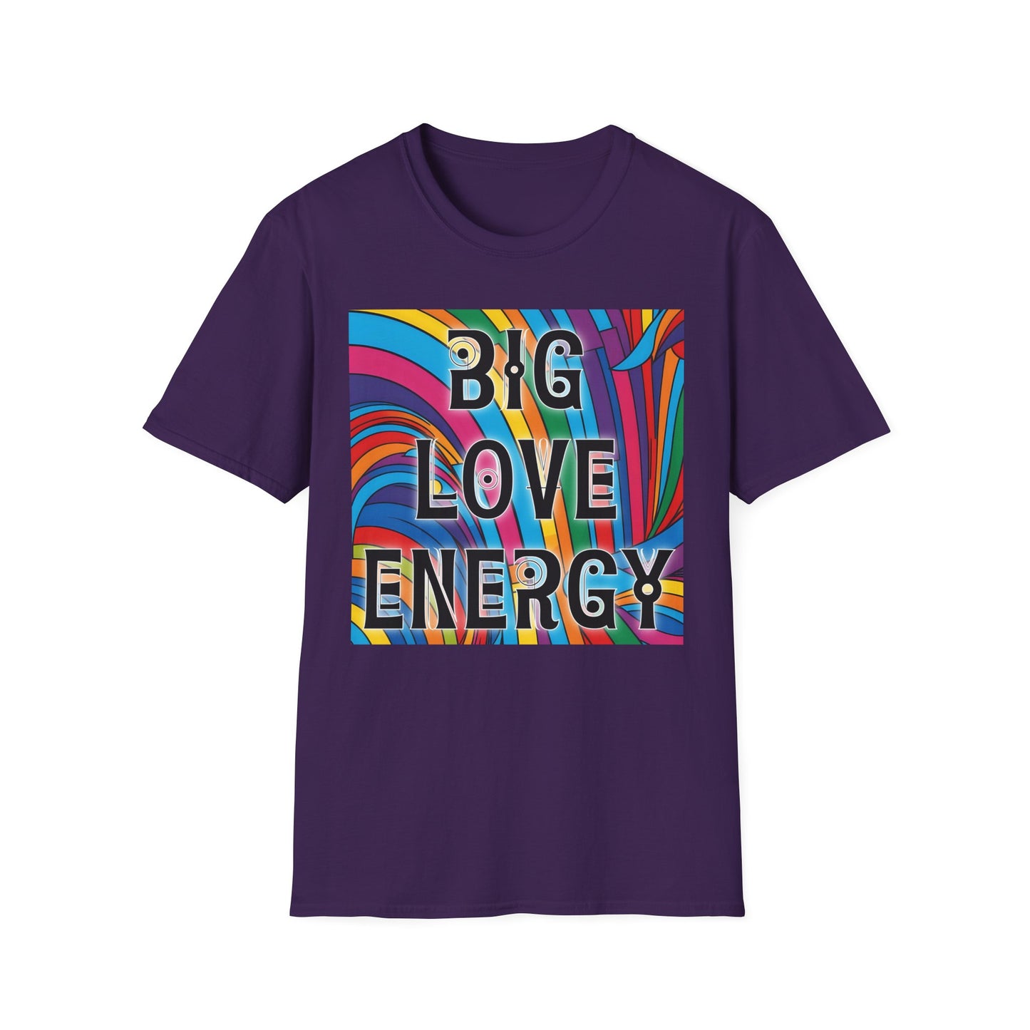 Big Love Energy Shirt – Colorful Retro Pride Rainbow Tee with Bold Positive Message – Gift for Optimists, LGBTQ Friends, and Love-First People