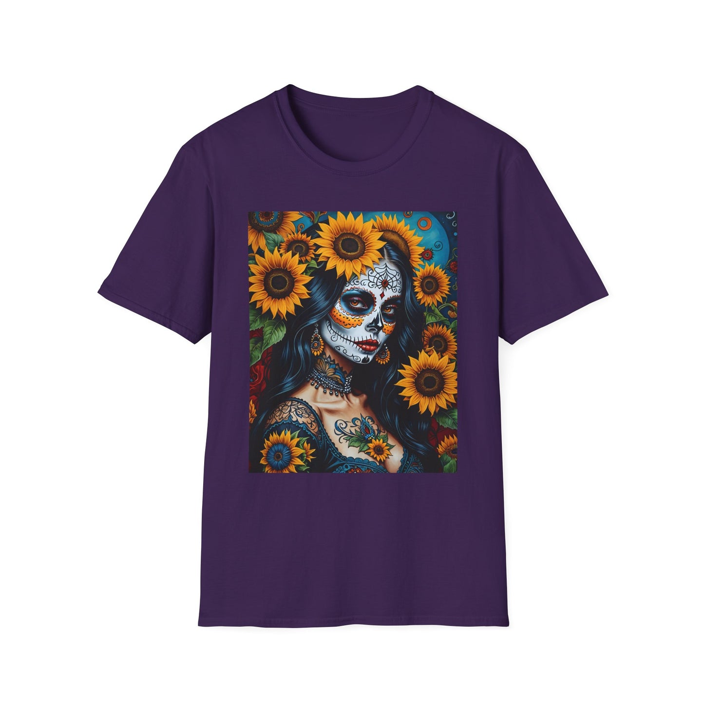 Day of the Dead Floral T-Shirt, Sugar Skull Tee, Unisex Halloween Shirt, Floral Art T-Shirt, Casual Everyday Wear