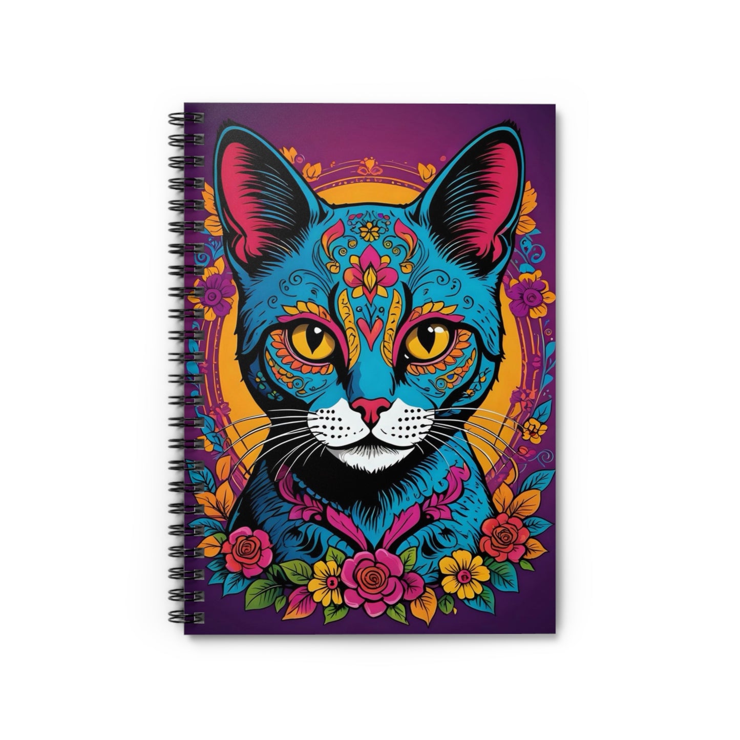 Colorful Cat Spiral Notebook | Vibrant Art for Journaling, Sketching, Note Taking, Gift for Cat Lovers, Unique Stationery