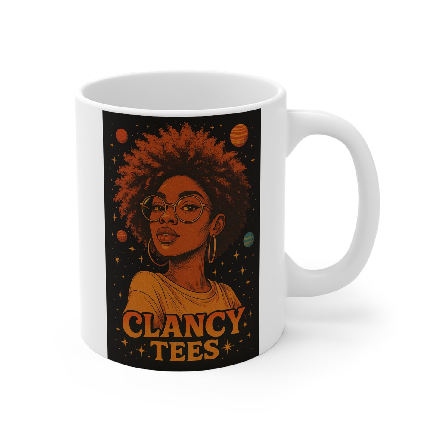 Afrofuturist Coffee Mug 11oz Ceramic Cup Black Girl Magic Cosmic Drinkware Astrology Inspired Galaxy Art For Morning Coffee Tea And Hot Drinks