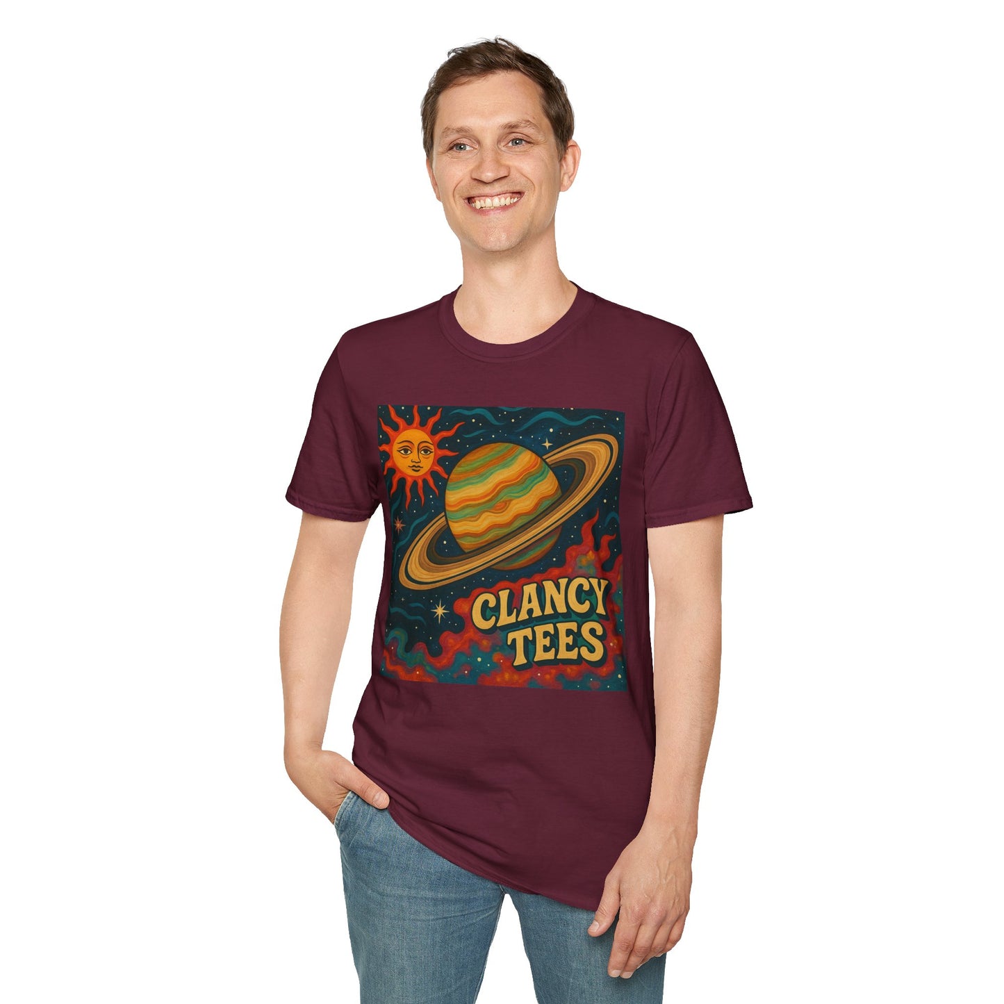 Saturn Sun Shirt – Retro Psychedelic Planet Graphic Tee with Groovy Outer Space Art – Gift for Astronomers, Daydreamers, and Cosmic Wanderers