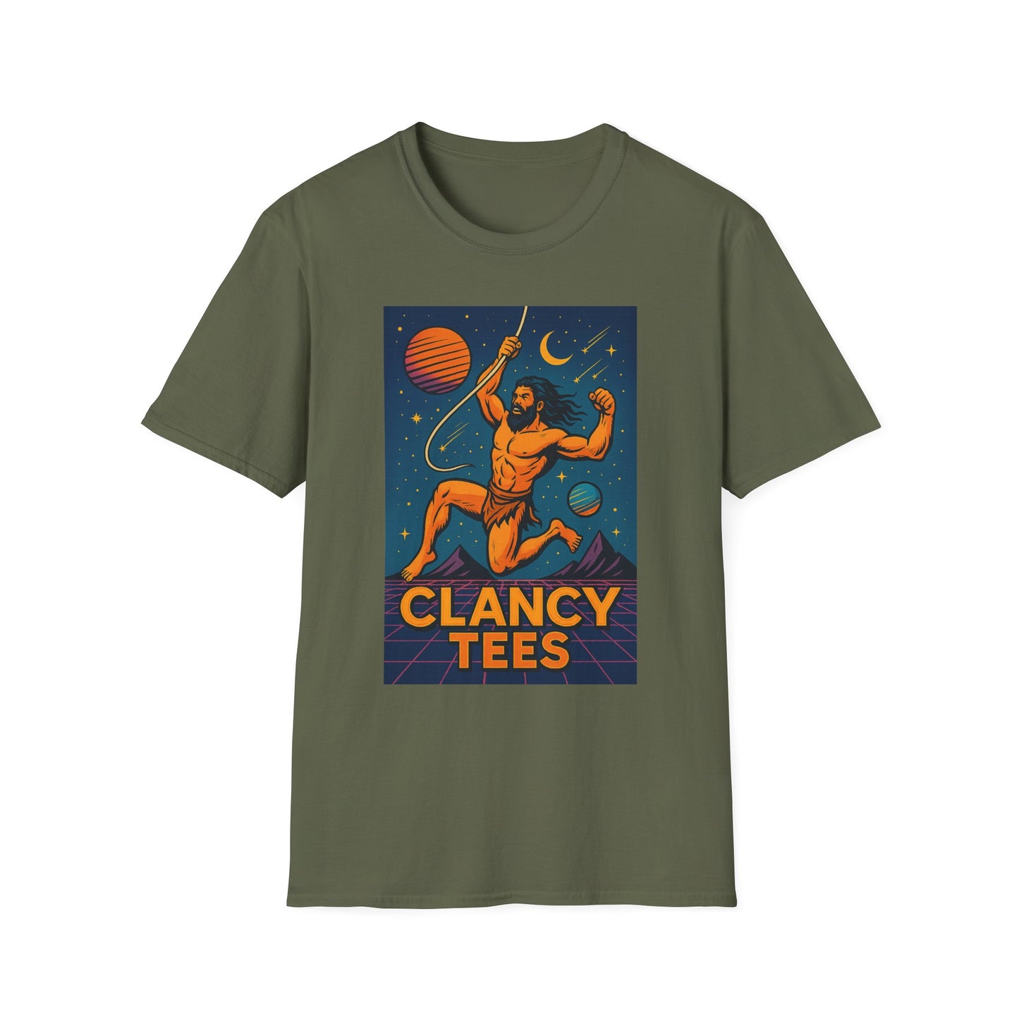 Retro Space Graphic Unisex Softstyle T-Shirt, Fun Casual Wear, Gift for Space Lovers, Cute Vintage Tee, Everyday Comfort Shirt