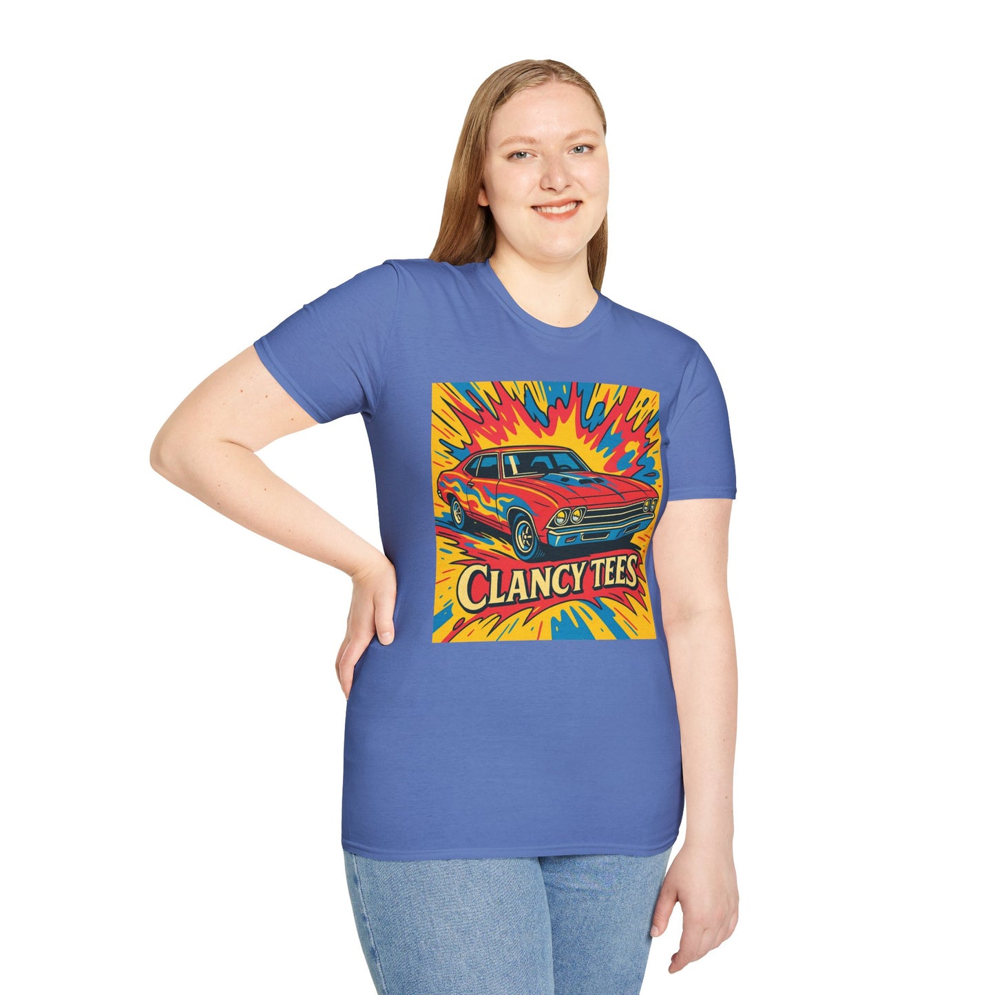Muscle Car Graphic Tee with Retro Flames | Vintage Car Lover T-Shirt | Gift for Gearheads & Classic Ride Fans | Bold Hot Rod Shirt