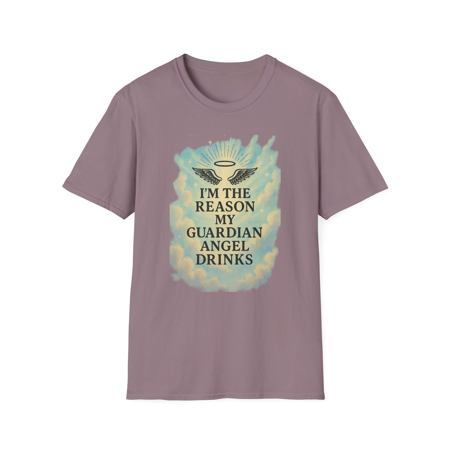 Unisex Softstyle T-Shirt, Funny Guardian Angel Tee, Unique Gift for Friends, Humor Shirt, Casual Wear, Perfect for Holidays