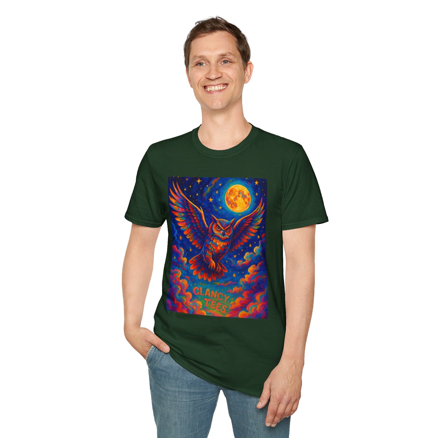 Psychedelic Owl T-Shirt Trippy Full Moon Graphic Tee | Surreal Bird Aesthetic Shirt | Gift for Dreamers and Night Owls | Bold Fantasy Art Top