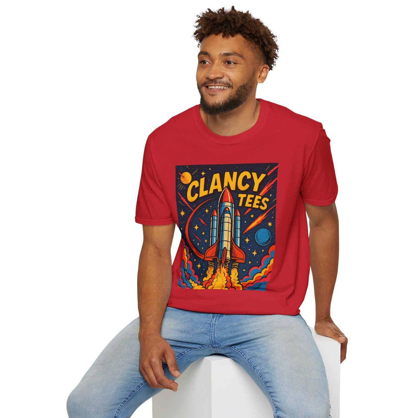 Retro Rocket Ship Shirt Outer Space Graphic Tee | Psychedelic Galaxy Print Top | Gift for Space Nerds and Dreamers | Astronaut Aesthetic Tee