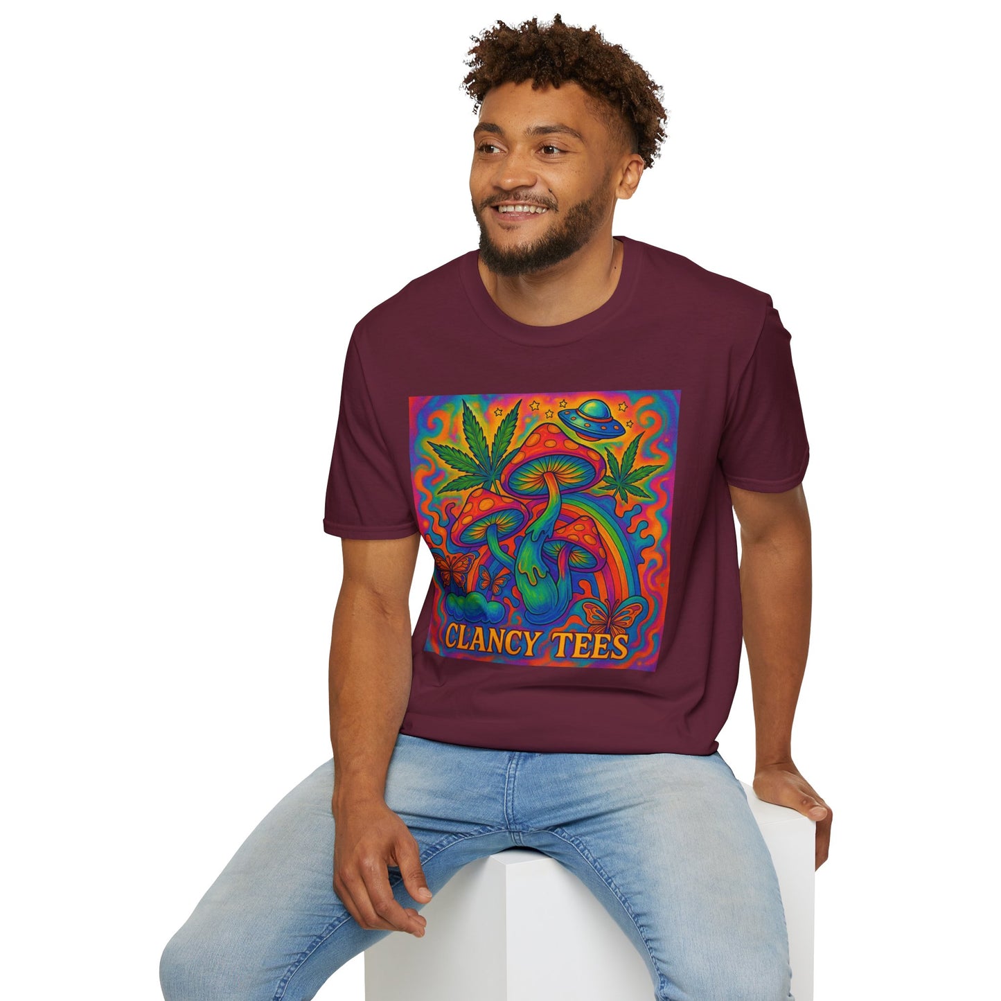 Colorful Psychedelic T-Shirt, Fun Graphic Tee for Music Festivals, Unique Gift for Friends, Retro Style Shirt, Unisex Softstyle Tee