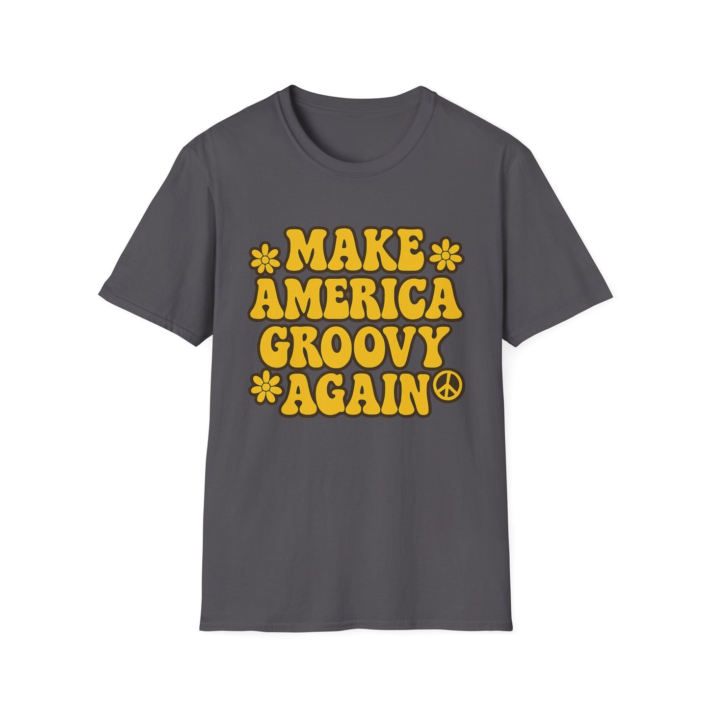 Make America Groovy Again Shirt – Funny Retro Hippie Tee with Peace Sign – Gift for Old Souls, Vintage Lovers, Flower Child Friends