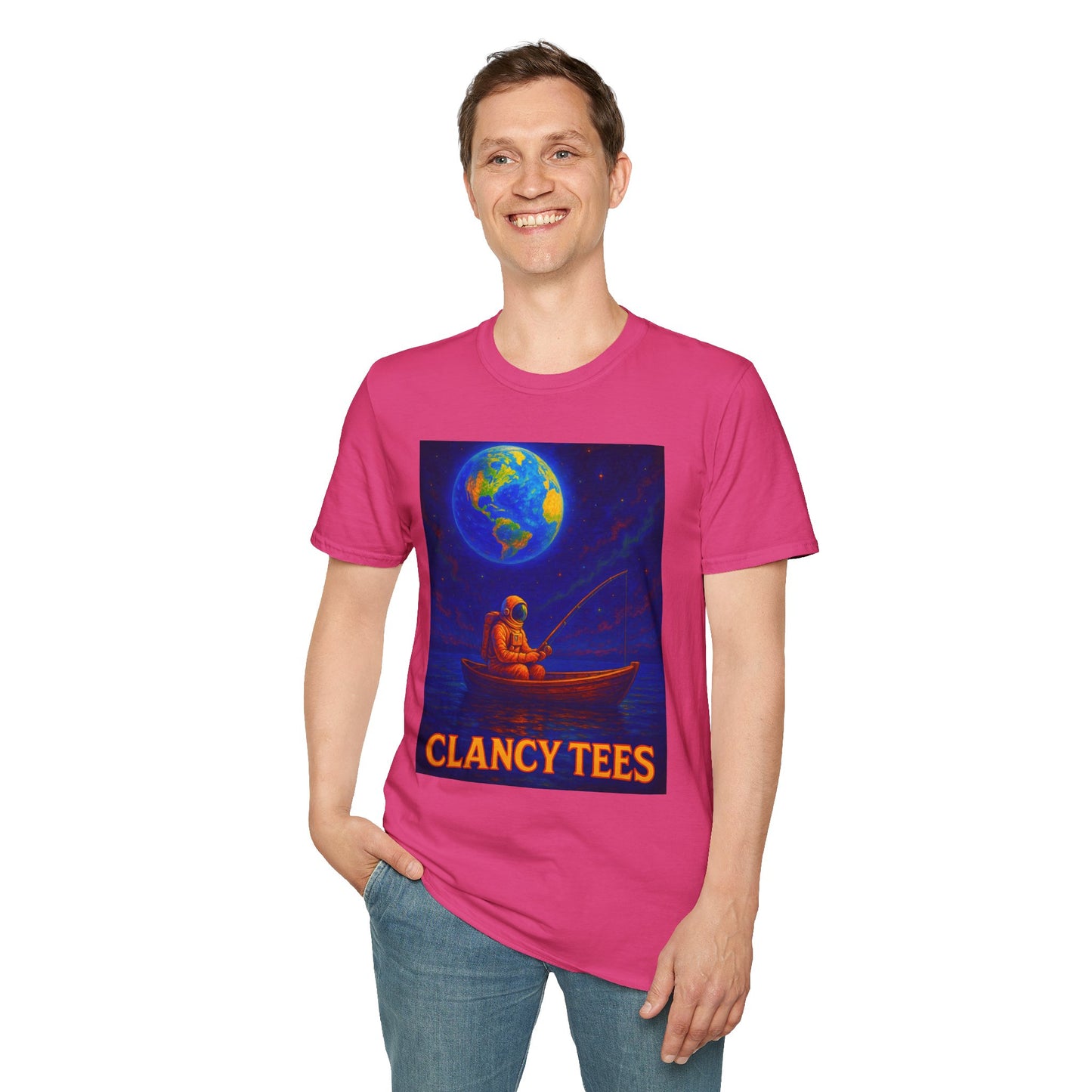 Space Fisherman Graphic T-Shirt, Chill Vibes Tee, Eco-Friendly Gift, Outdoor Enthusiast Apparel, Perfect for Holidays & Summer