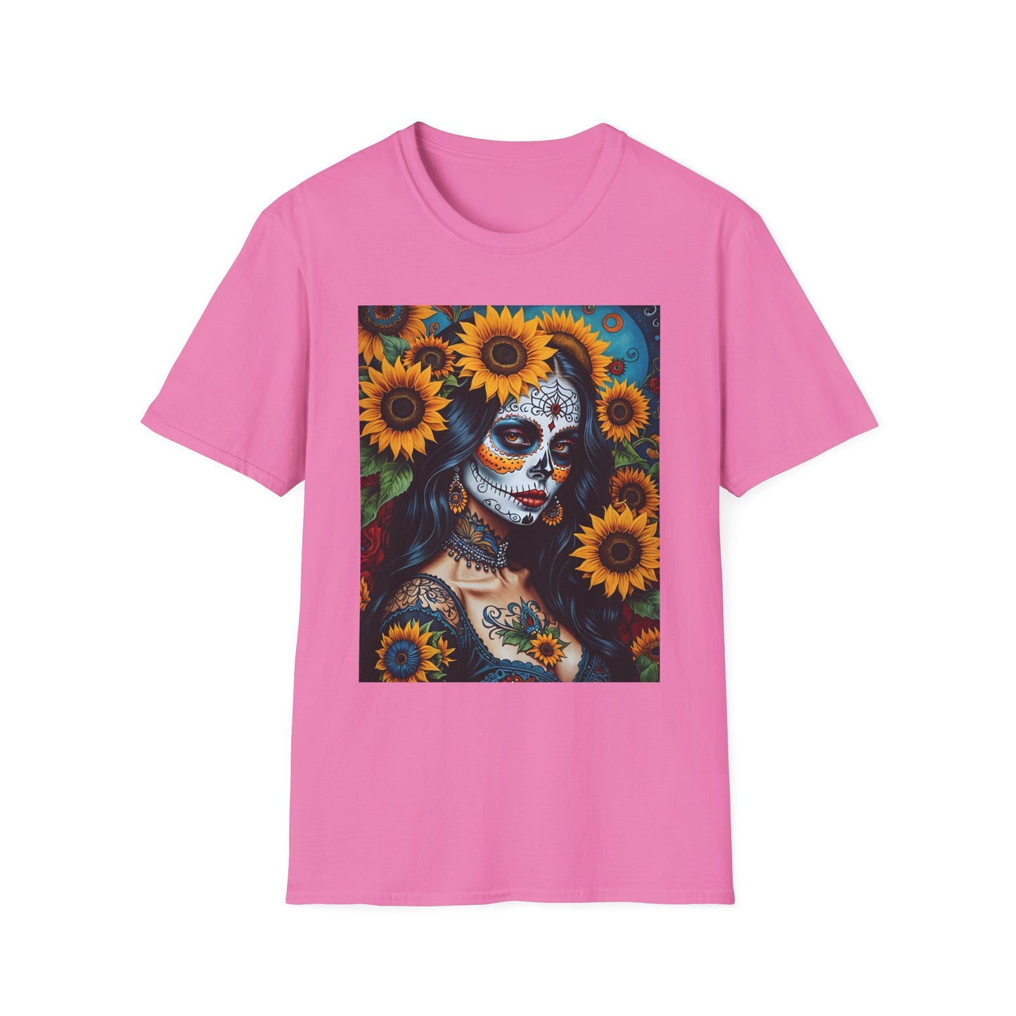 Day of the Dead Floral T-Shirt, Sugar Skull Tee, Unisex Halloween Shirt, Floral Art T-Shirt, Casual Everyday Wear