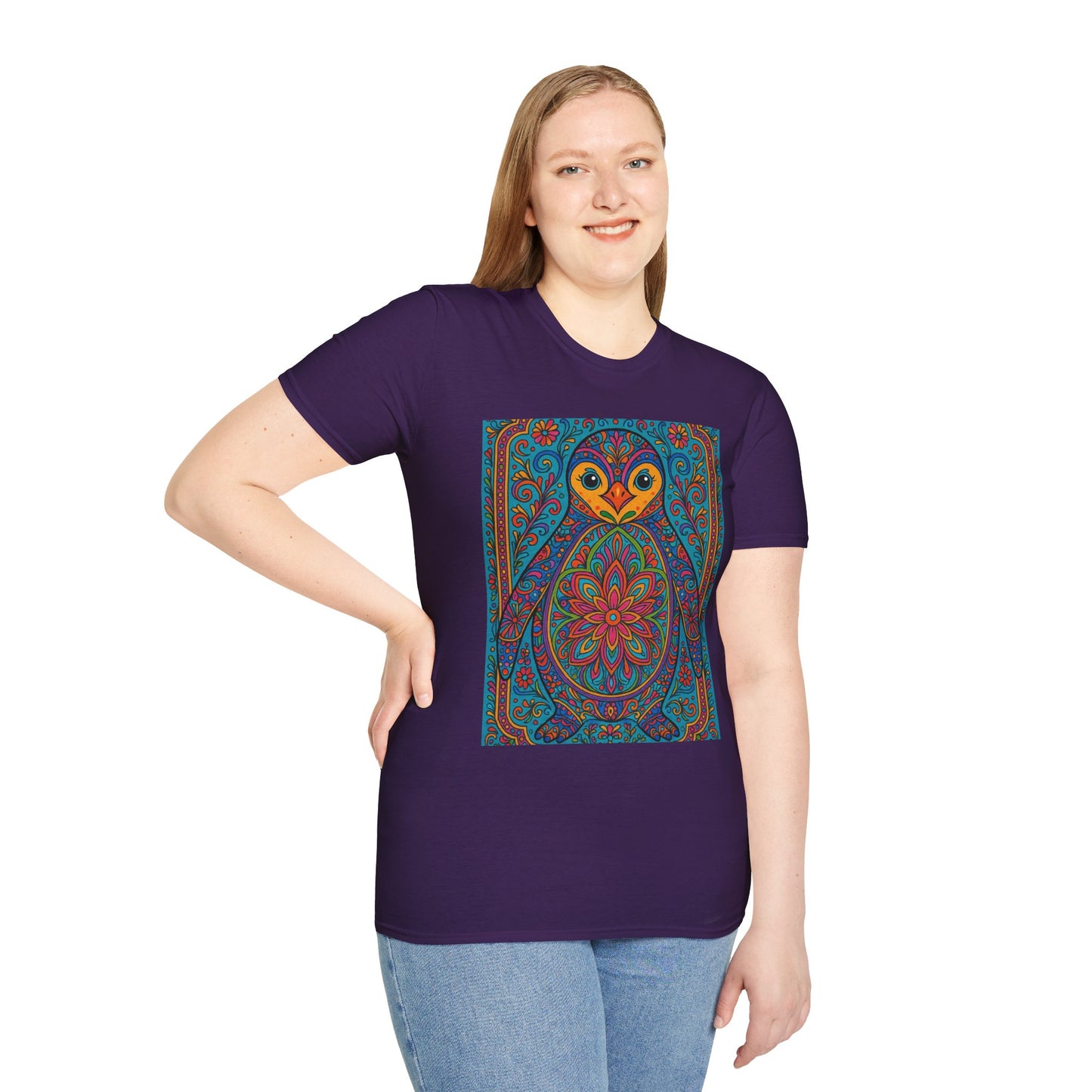 Trippy Penguin Mandala T-Shirt – Psychedelic Animal Tee – Funny Gift for Nature Lovers – Penguin Shirt for Hippies, Weirdos, and Mandala Fans