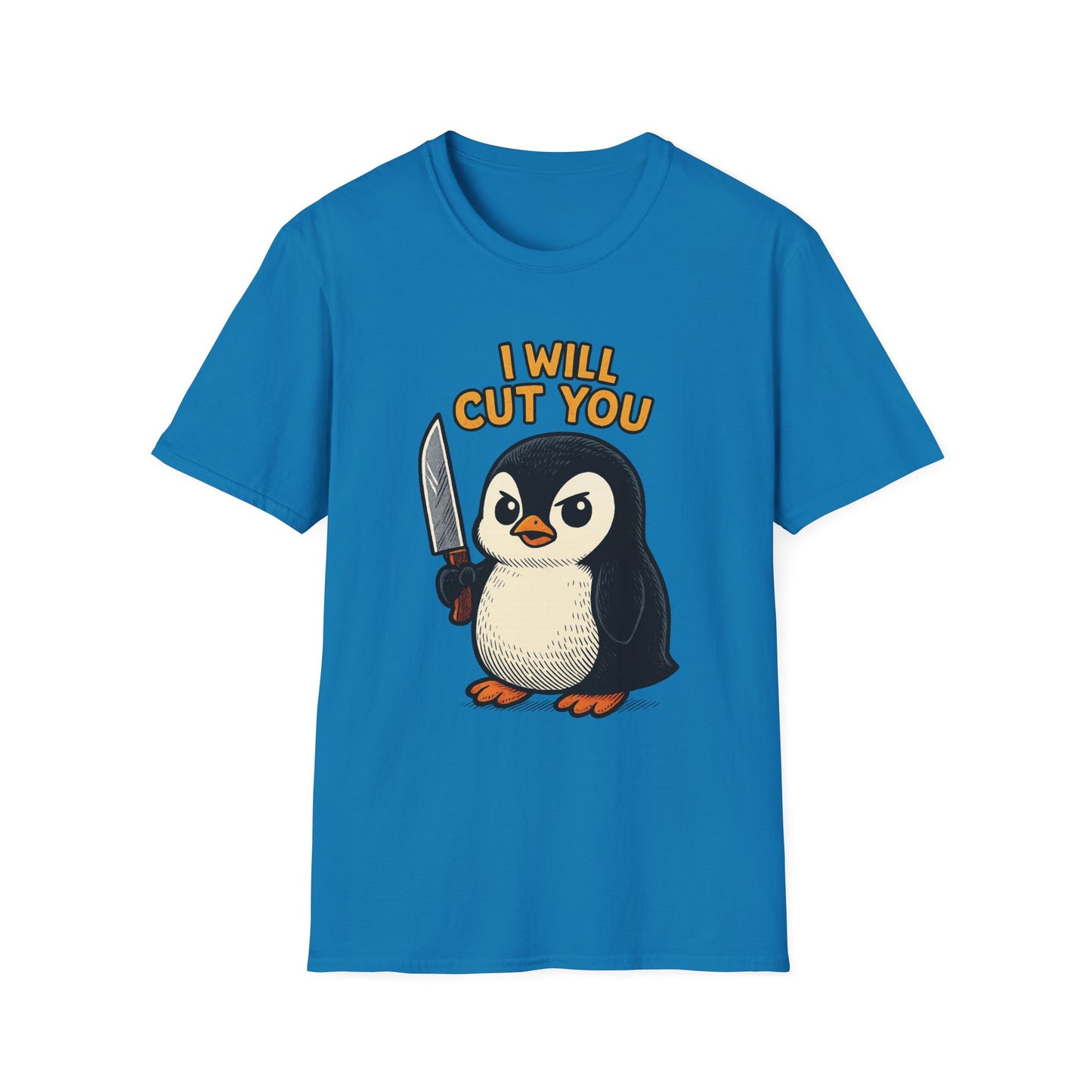 Angry Penguin Knife Shirt – Funny Animal Graphic Tee, Sarcastic Gift for Introverts, Cute but Deadly Humor Shirt