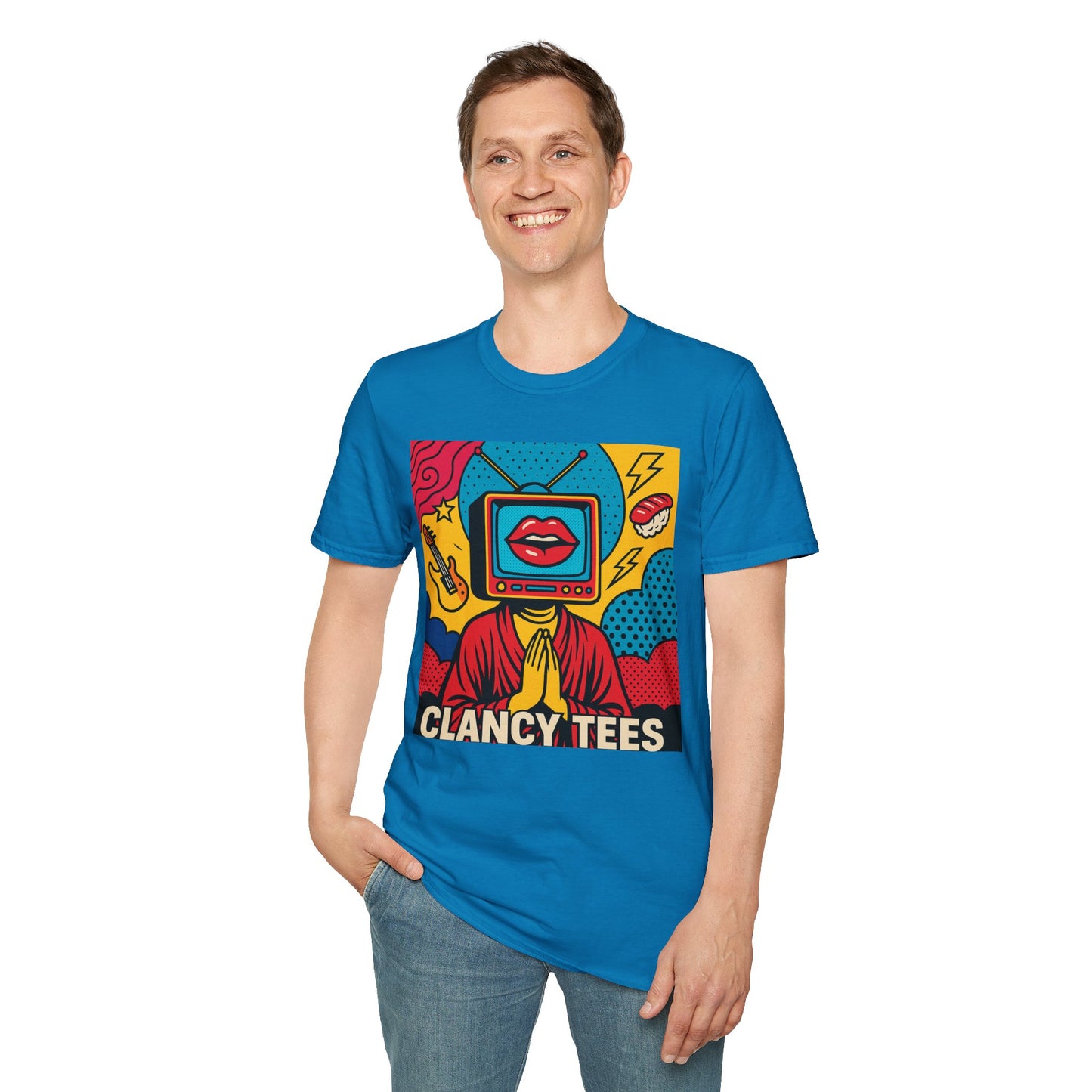 Pop Art TV Head T Shirt for Creatives Graphic Tee for Artists Gift for Surreal Art Lovers Unisex Visual Commentary Shirt