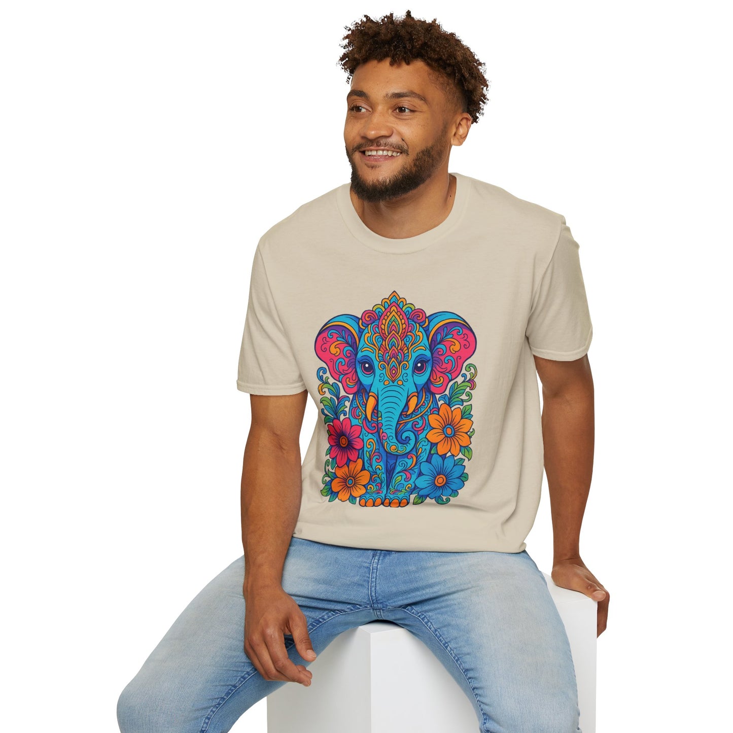 Colorful Elephant Shirt Trippy Boho Floral Art Tee Gift for Yoga Lovers Psychedelic Animal Fans and Free Spirits Who Rock Vibrant Festival Style