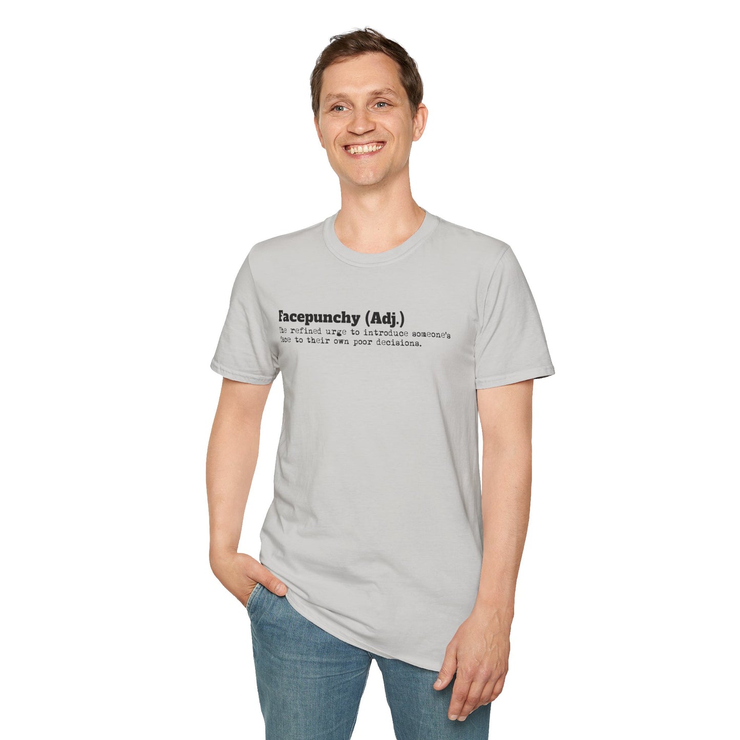 Facepunchy Definition T-Shirt Sarcastic Text Tee Funny Dictionary Shirt for Snarky People Gift for Coworkers with Attitude Passive Aggressive Humor