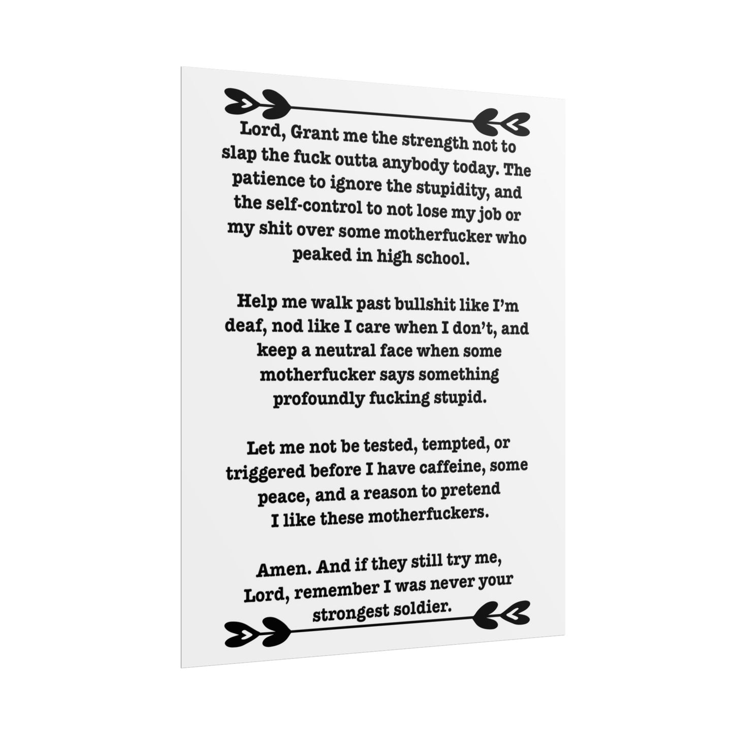 ClancyTees Serenity Prayer Poster Funny Profane Wall Art Office Humor Print Gift for Coworkers