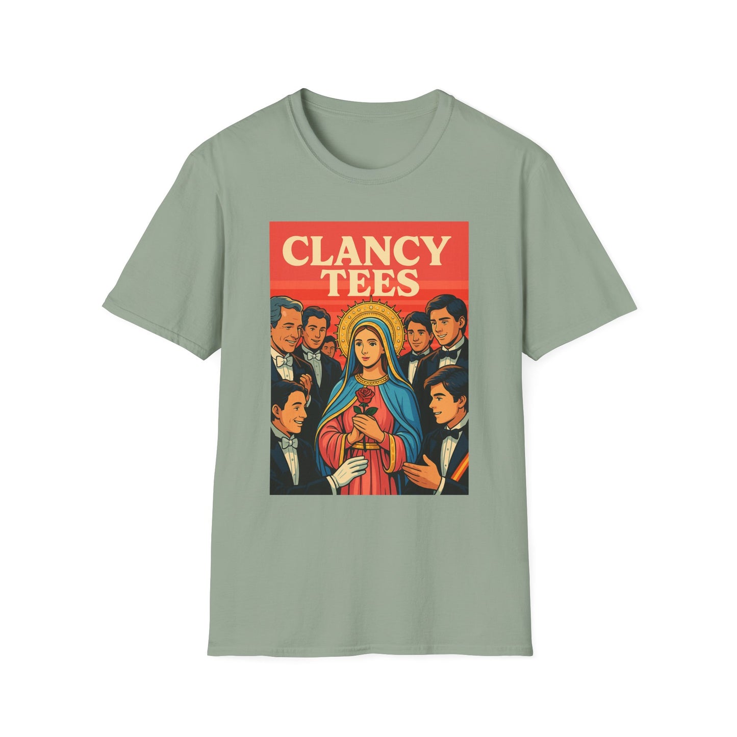 Vintage Virgin Mary Graphic T-Shirt, Softstyle Madonna Tee for Casual Wear, Perfect Gift for Holidays, Retro Clothing, Unisex Tees