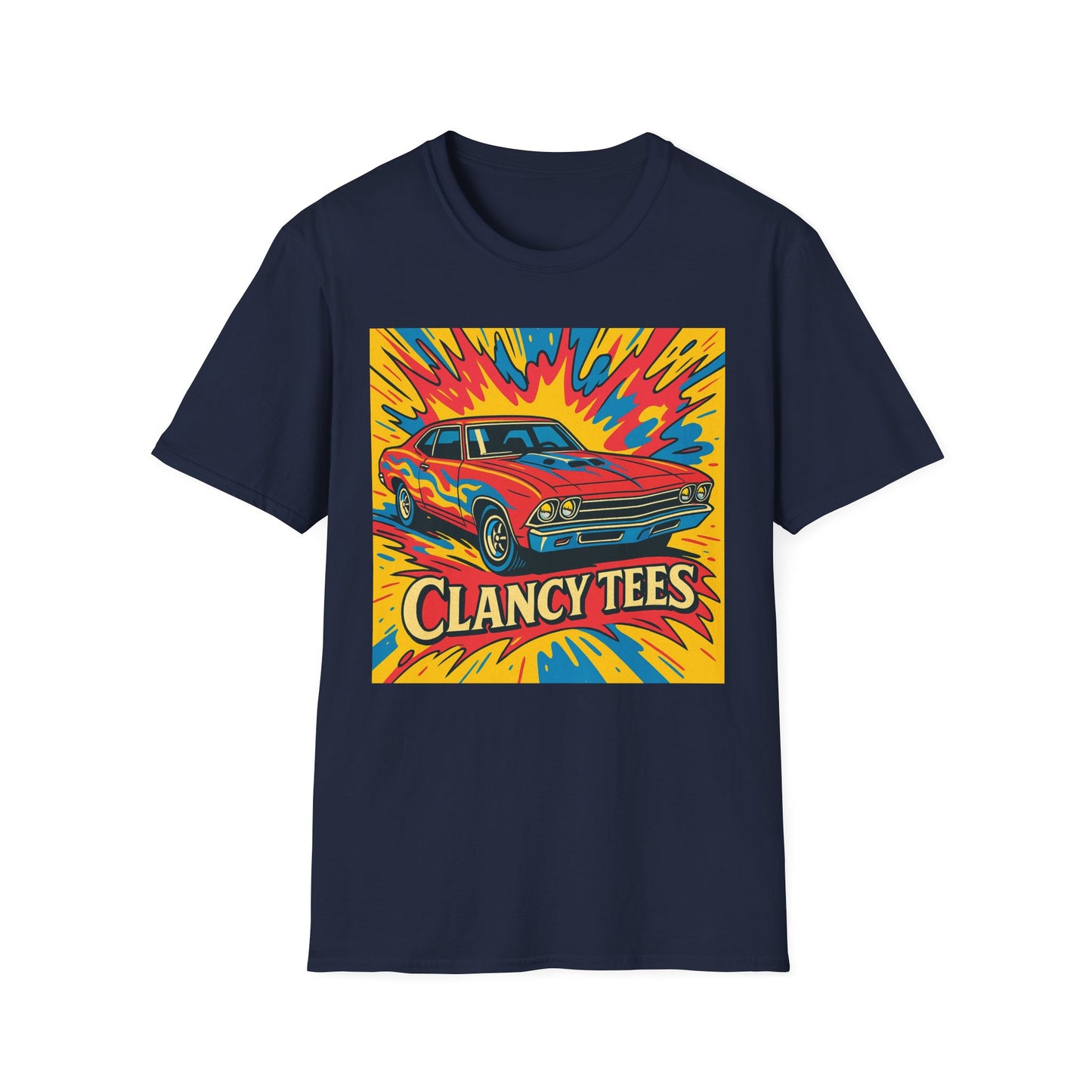 Muscle Car Graphic Tee with Retro Flames | Vintage Car Lover T-Shirt | Gift for Gearheads & Classic Ride Fans | Bold Hot Rod Shirt