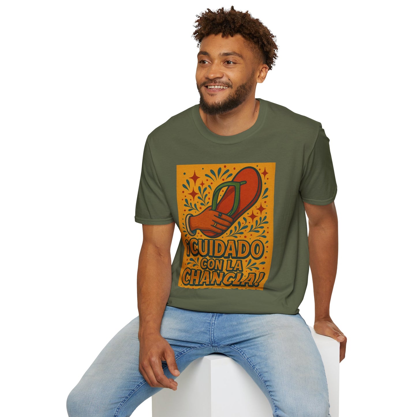 Cuidado Con La Chancla T-Shirt Funny Spanish Graphic Tee Latin Humor Shirt Fiesta Party Shirt Gift for Hispanic Friends Gift for Moms Gift for Abuela