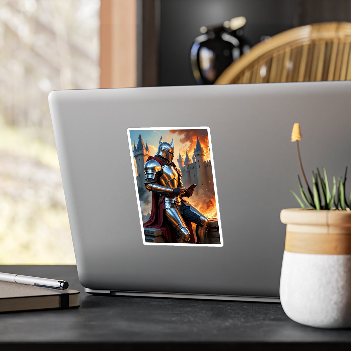 Knight in Armor Vinyl Decals, Fantasy Artwork Stickers, Warrior Wall Decor, Home Office Decoration, Gift for Gamers