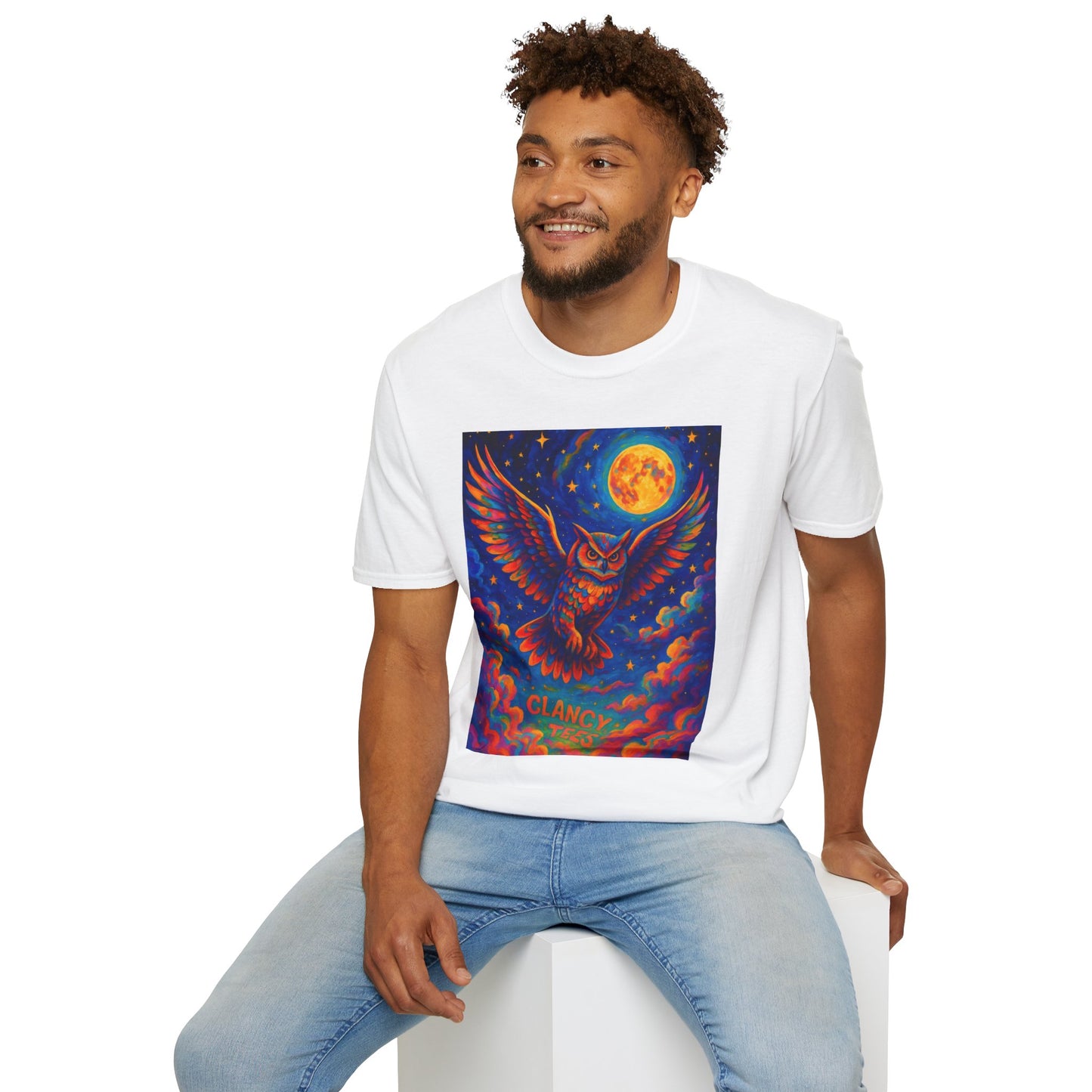 Psychedelic Owl T-Shirt Trippy Full Moon Graphic Tee | Surreal Bird Aesthetic Shirt | Gift for Dreamers and Night Owls | Bold Fantasy Art Top