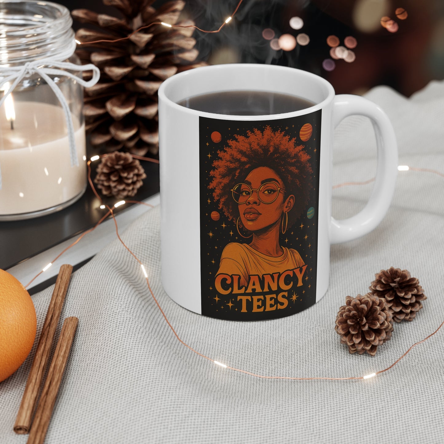 Afrofuturist Coffee Mug 11oz Ceramic Cup Black Girl Magic Cosmic Drinkware Astrology Inspired Galaxy Art For Morning Coffee Tea And Hot Drinks