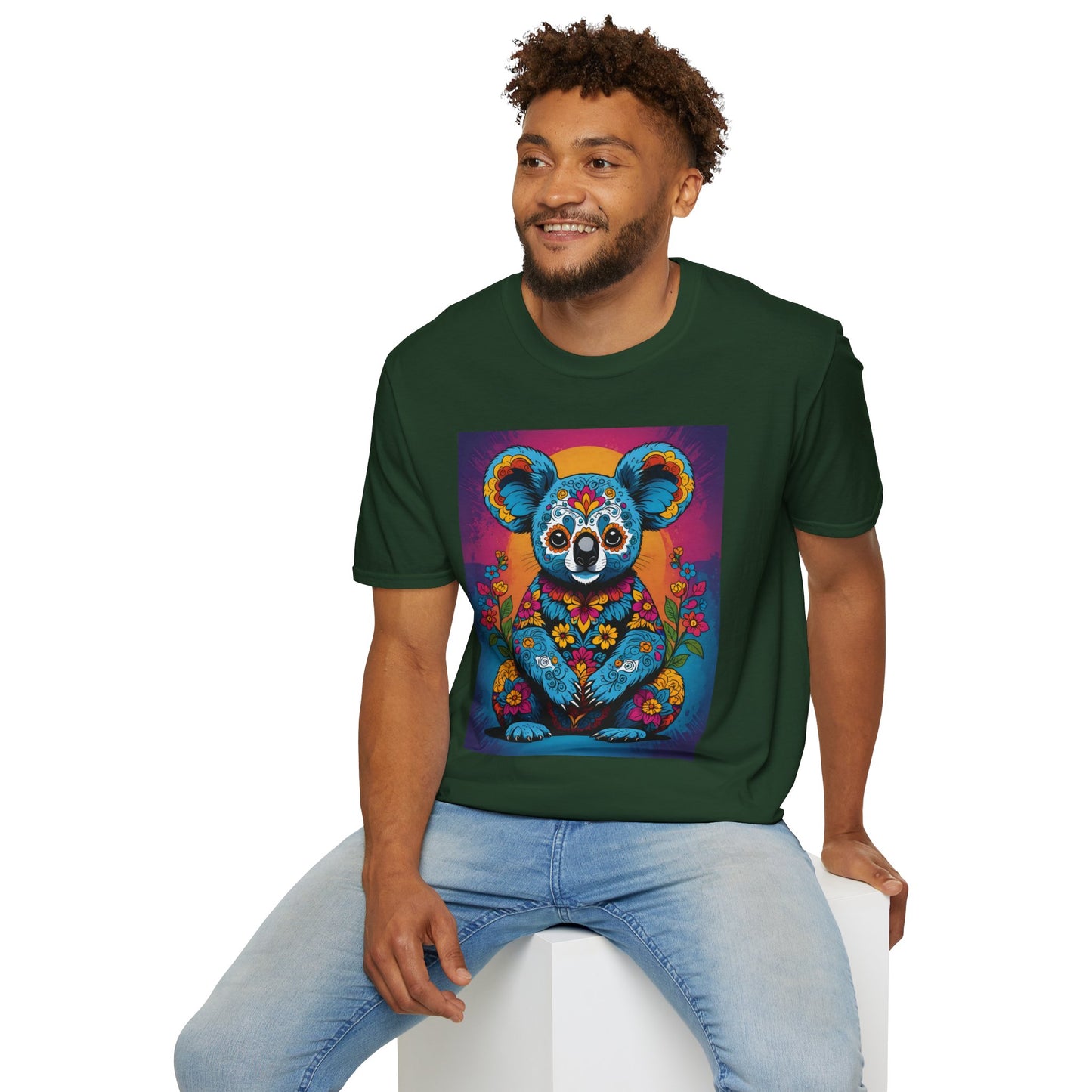 Psychedelic Koala T Shirt Trippy Animal Graphic Tee Colorful Festival Top Gift for Nature Lovers