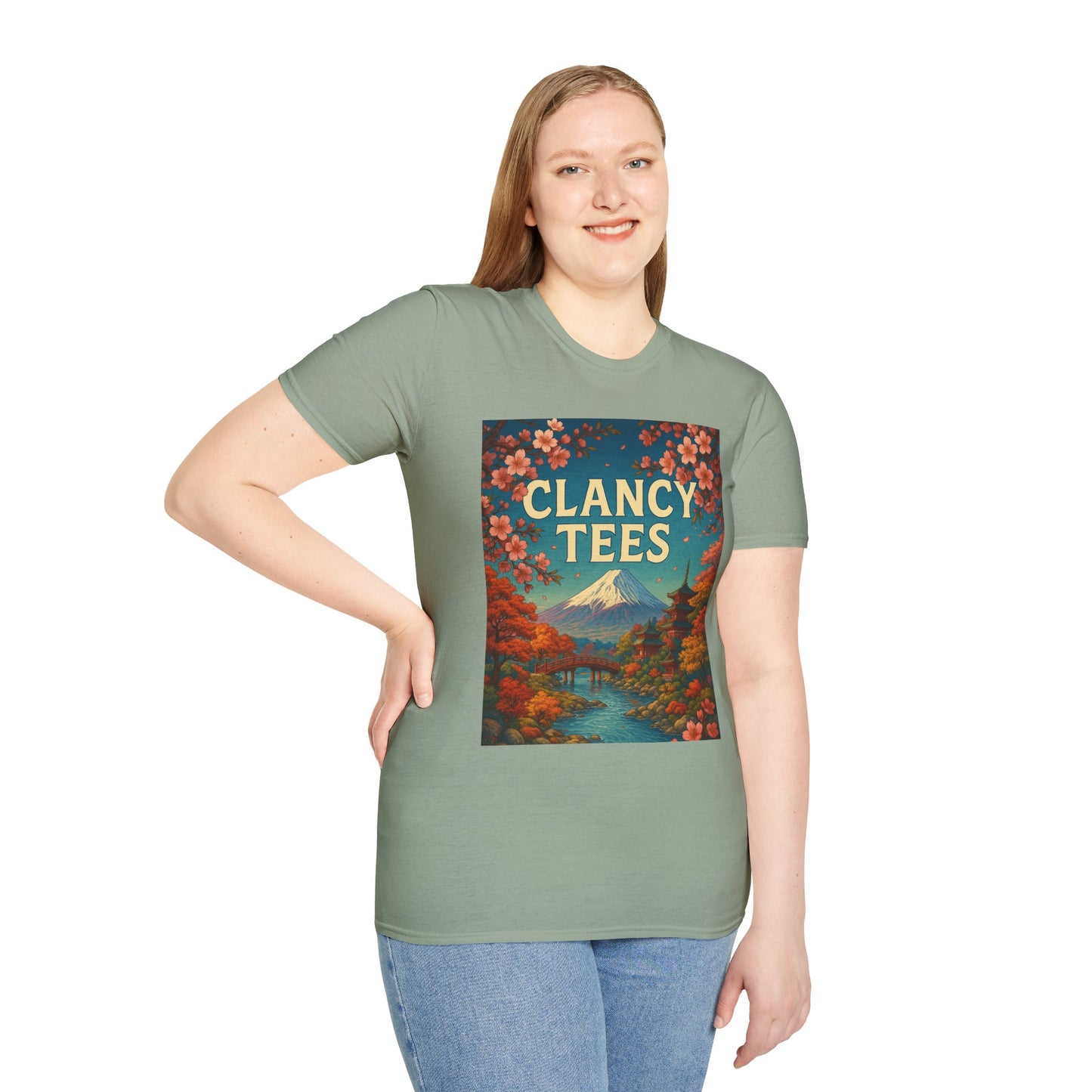 Clancy Tees Unisex Softstyle T-Shirt - Japanese Landscape Design, Gift for Nature Lovers, Vintage Aesthetic Tee, Casual Wear, Art [...]