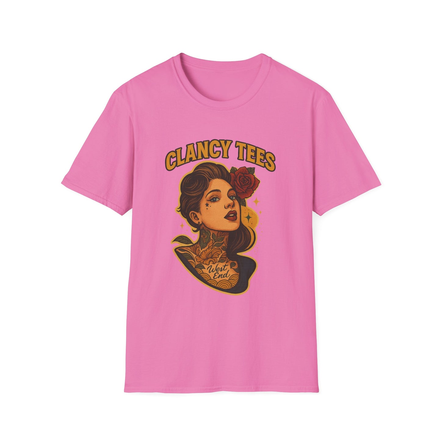 Vintage Tattoo-Inspired Unisex Softstyle T-Shirt, Unique Graphic Tee, Casual Statement Shirt, Perfect Gift for Friends & Festivals