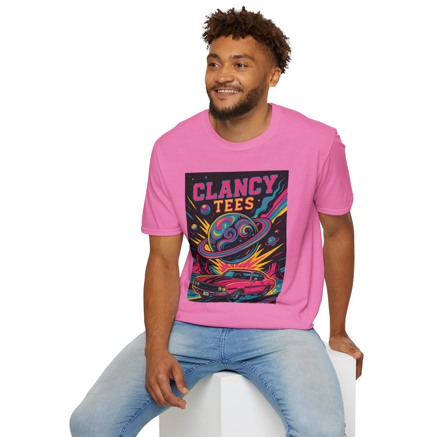 Retro UFO Car Crash Shirt – Clancy Tees Vaporwave Space Tee – Gift for Sci-Fi Fans, Vintage Car Lovers, Alien Believers, and 80s Aesthetic Addicts